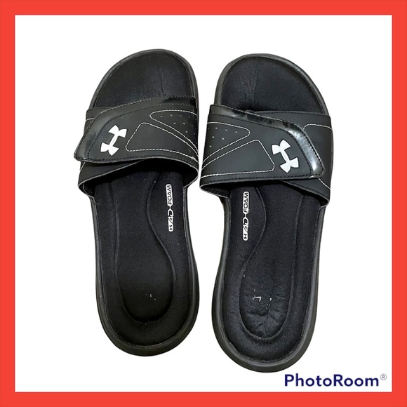Under Armour | Shoes | Under Armor Foam Slide Sandals Black Velcro Size |  Poshmark